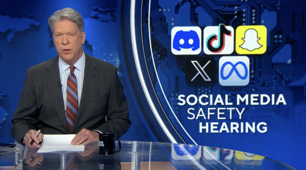 cbs news segment on child safety senate hearing